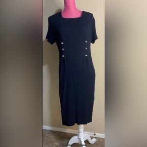 Vtg 1980’s Military style black dress